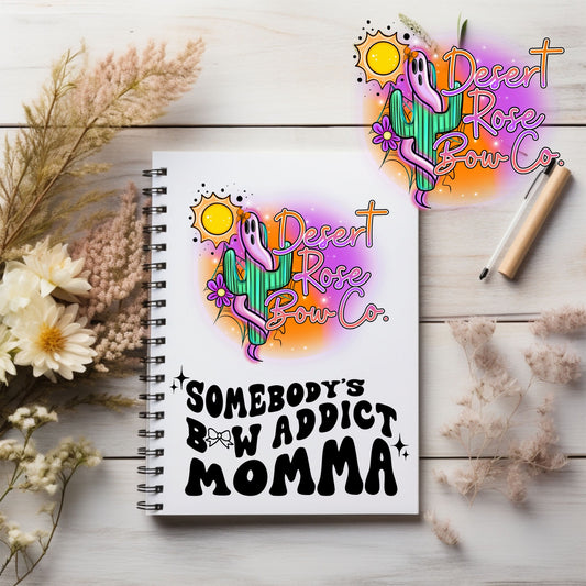Somebody’s Bow Addict Momma Logo Spiral Notebook - 8.5”x11”